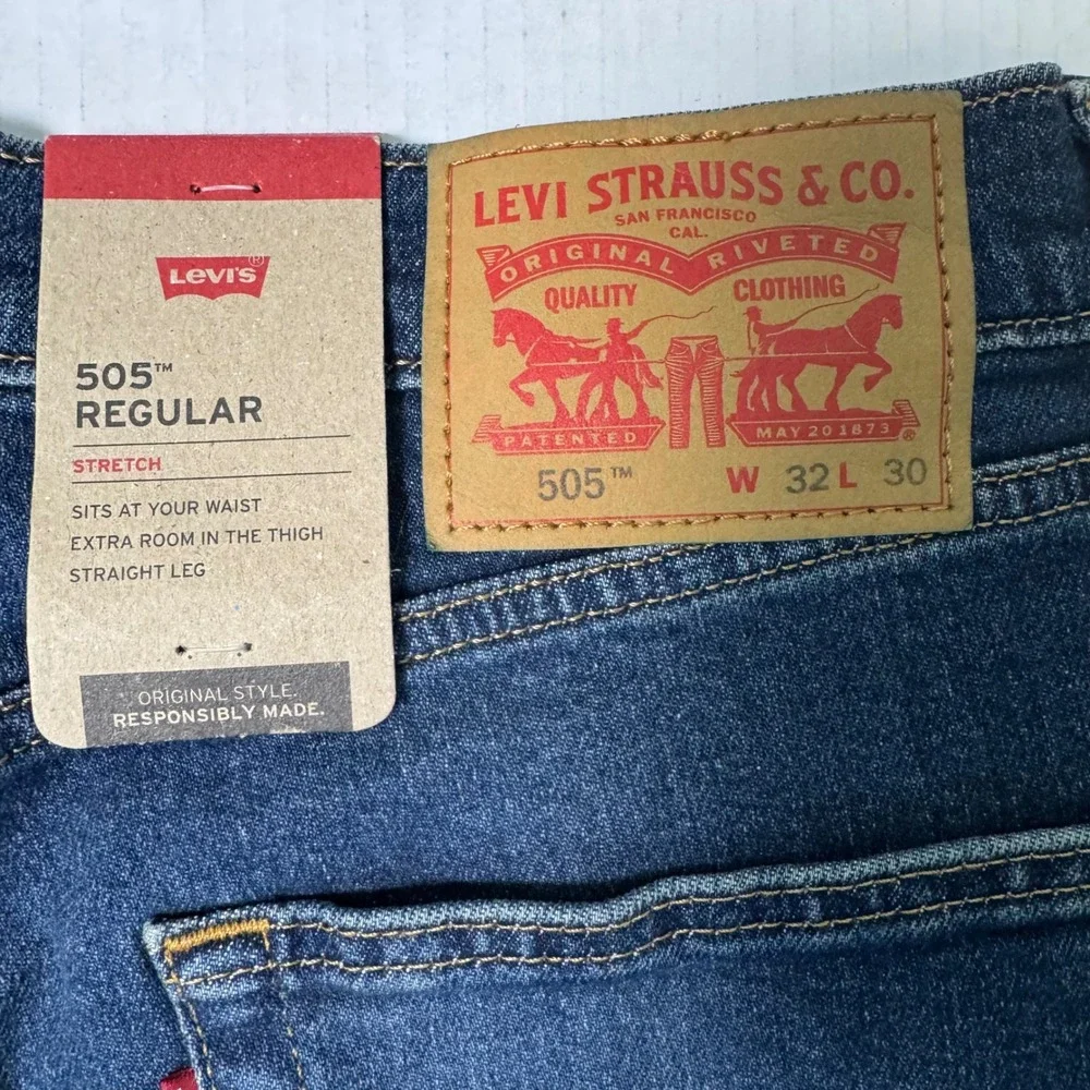 Levi's 505 Straight Leg Jeans Men's Size 32x30 NWT Denim - Picture 4 of 7